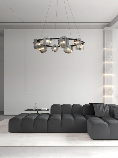 Eovin Chandelier Smoked Glass and Black Metal