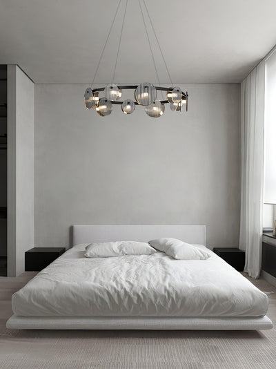 Eovin Chandelier Smoked Glass and Black Metal