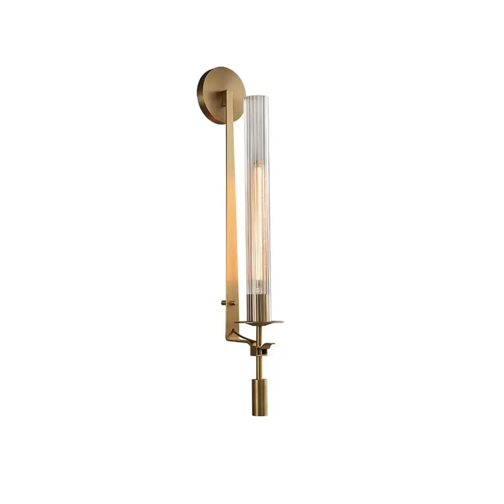 Veloora Wall Lamp Brass Minimalist Ribbed Glass