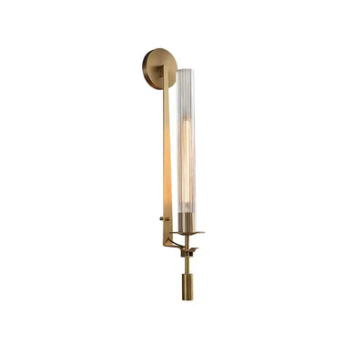 Veloora Wall Lamp Brass Minimalist Ribbed Glass