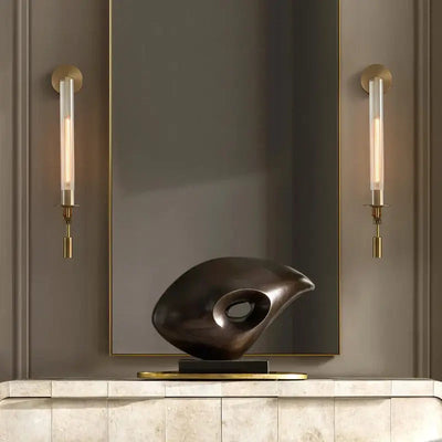 Veloora Wall Lamp Brass Minimalist Ribbed Glass