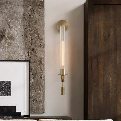 Veloora Wall Lamp Brass Minimalist Ribbed Glass