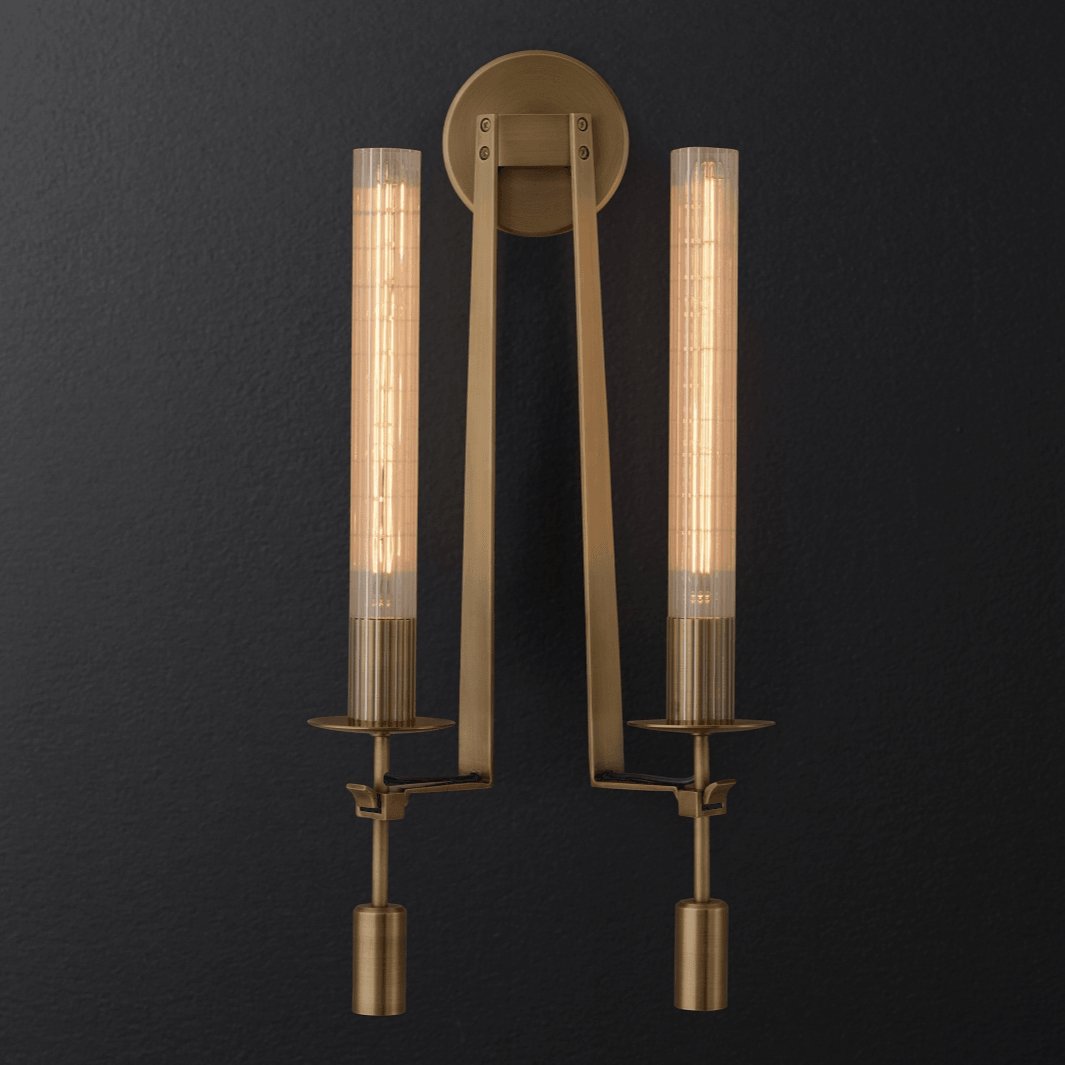 Veloora Wall Lamp Brass Minimalist Ribbed Glass