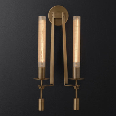 Veloora Wall Lamp Brass Minimalist Ribbed Glass