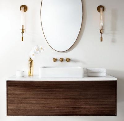 Veloora Wall Lamp Brass Minimalist Ribbed Glass