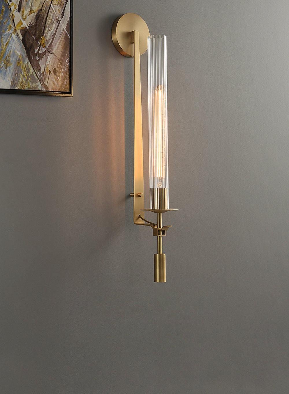 Veloora Wall Lamp Brass Minimalist Ribbed Glass