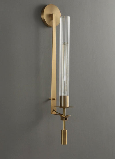 Veloora Wall Lamp Brass Minimalist Ribbed Glass