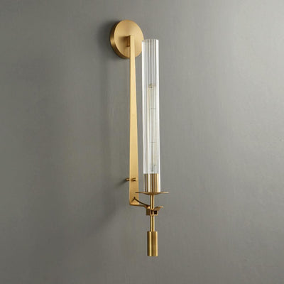 Veloora Wall Lamp Brass Minimalist Ribbed Glass