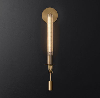 Veloora Wall Lamp Brass Minimalist Ribbed Glass