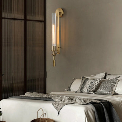 Veloora Wall Lamp Brass Minimalist Ribbed Glass