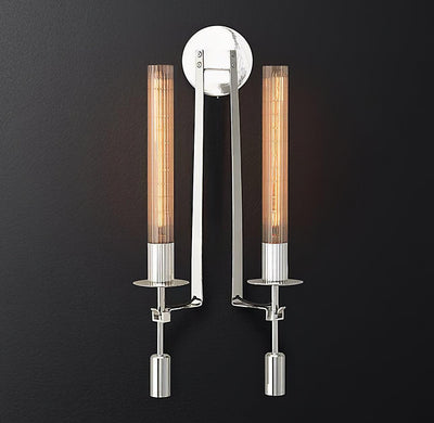 Veloora Wall Lamp Brass Minimalist Ribbed Glass