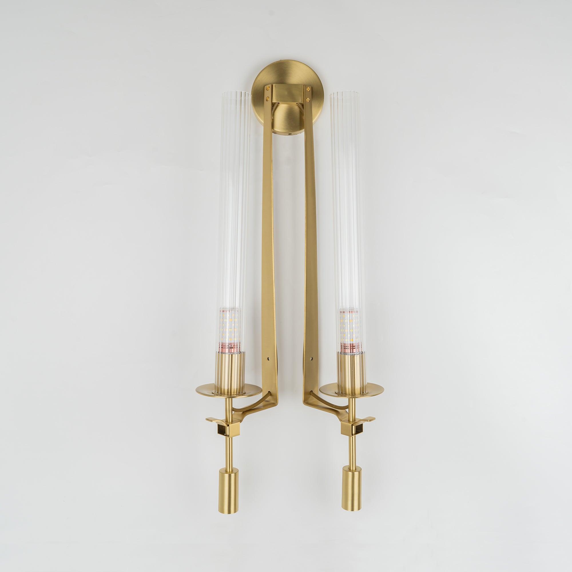 Veloora Wall Lamp Brass Minimalist Ribbed Glass