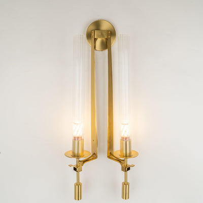 Veloora Wall Lamp Brass Minimalist Ribbed Glass