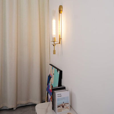 Veloora Wall Lamp Brass Minimalist Ribbed Glass