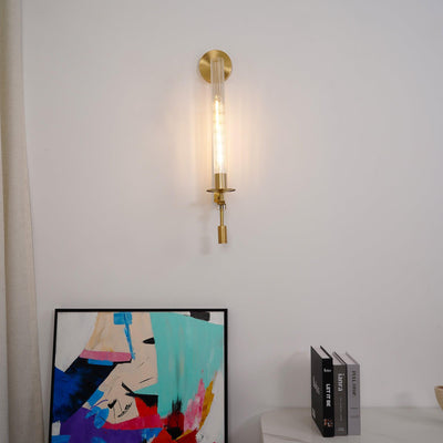 Veloora Wall Lamp Brass Minimalist Ribbed Glass