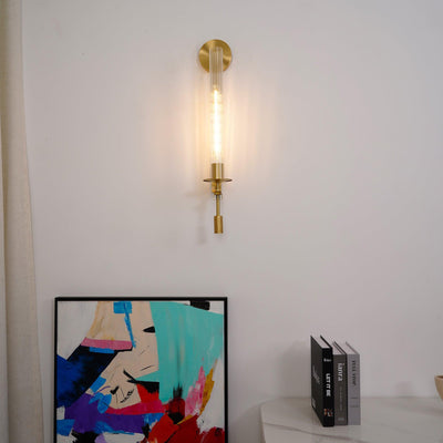 Veloora Wall Lamp Brass Minimalist Ribbed Glass