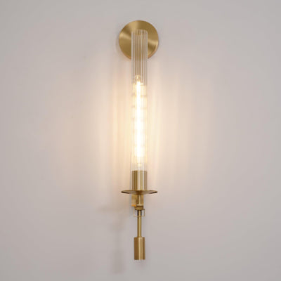 Veloora Wall Lamp Brass Minimalist Ribbed Glass