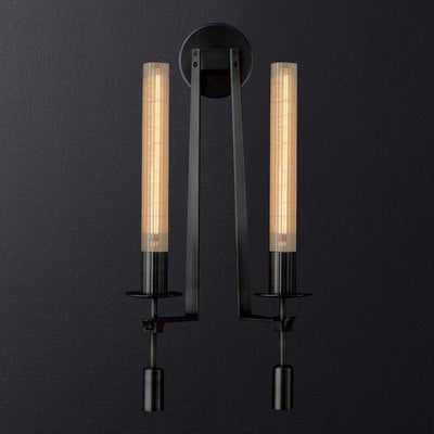 Veloora Wall Lamp Brass Minimalist Ribbed Glass