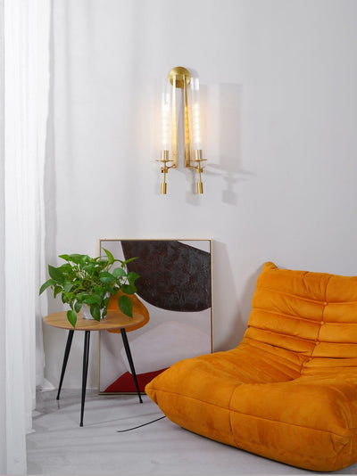 Veloora Wall Lamp Brass Minimalist Ribbed Glass