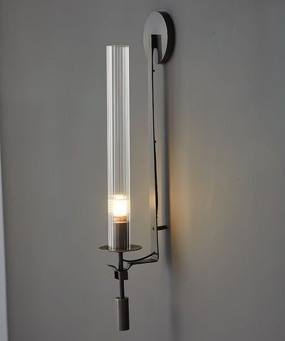 Veloora Wall Lamp Brass Minimalist Ribbed Glass