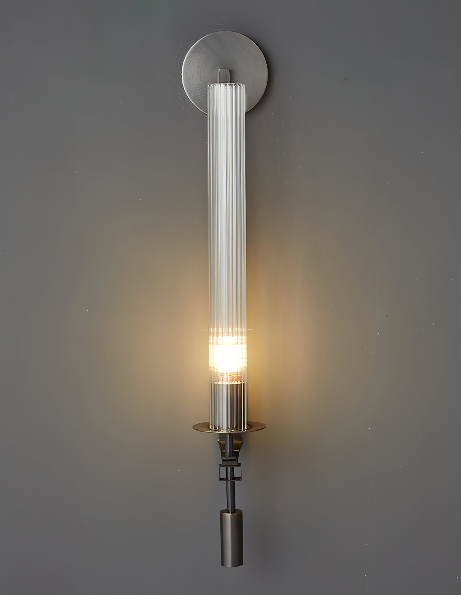 Veloora Wall Lamp Brass Minimalist Ribbed Glass