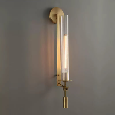 Veloora Wall Lamp Brass Minimalist Ribbed Glass