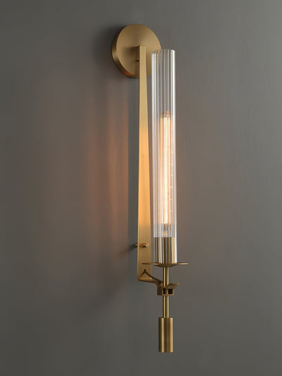 Veloora Wall Lamp Brass Minimalist Ribbed Glass