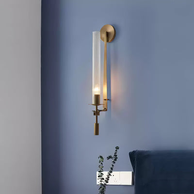 Veloora Wall Lamp Brass Minimalist Ribbed Glass