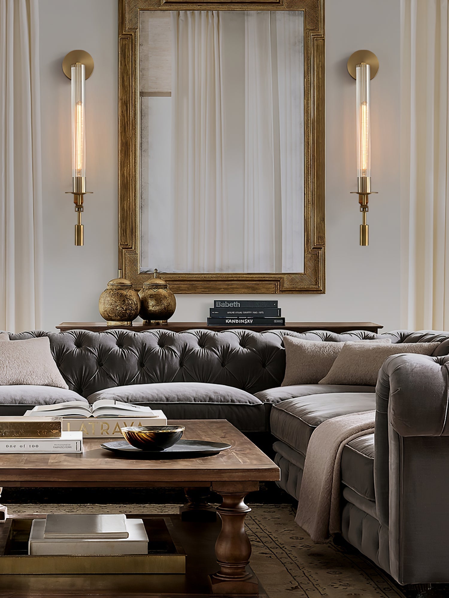 Veloora Wall Lamp Brass Minimalist Ribbed Glass