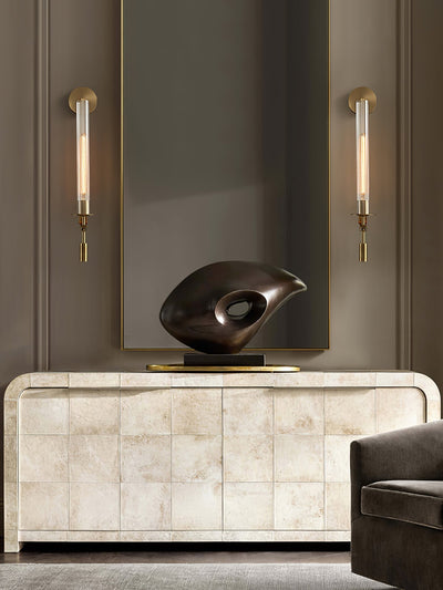 Veloora Wall Lamp Brass Minimalist Ribbed Glass