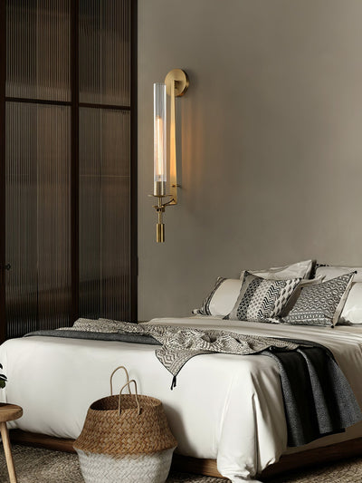 Veloora Wall Lamp Brass Minimalist Ribbed Glass