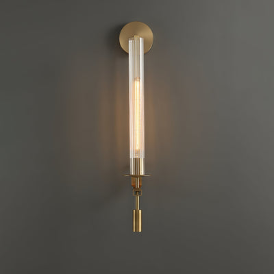Veloora Wall Lamp Brass Minimalist Ribbed Glass