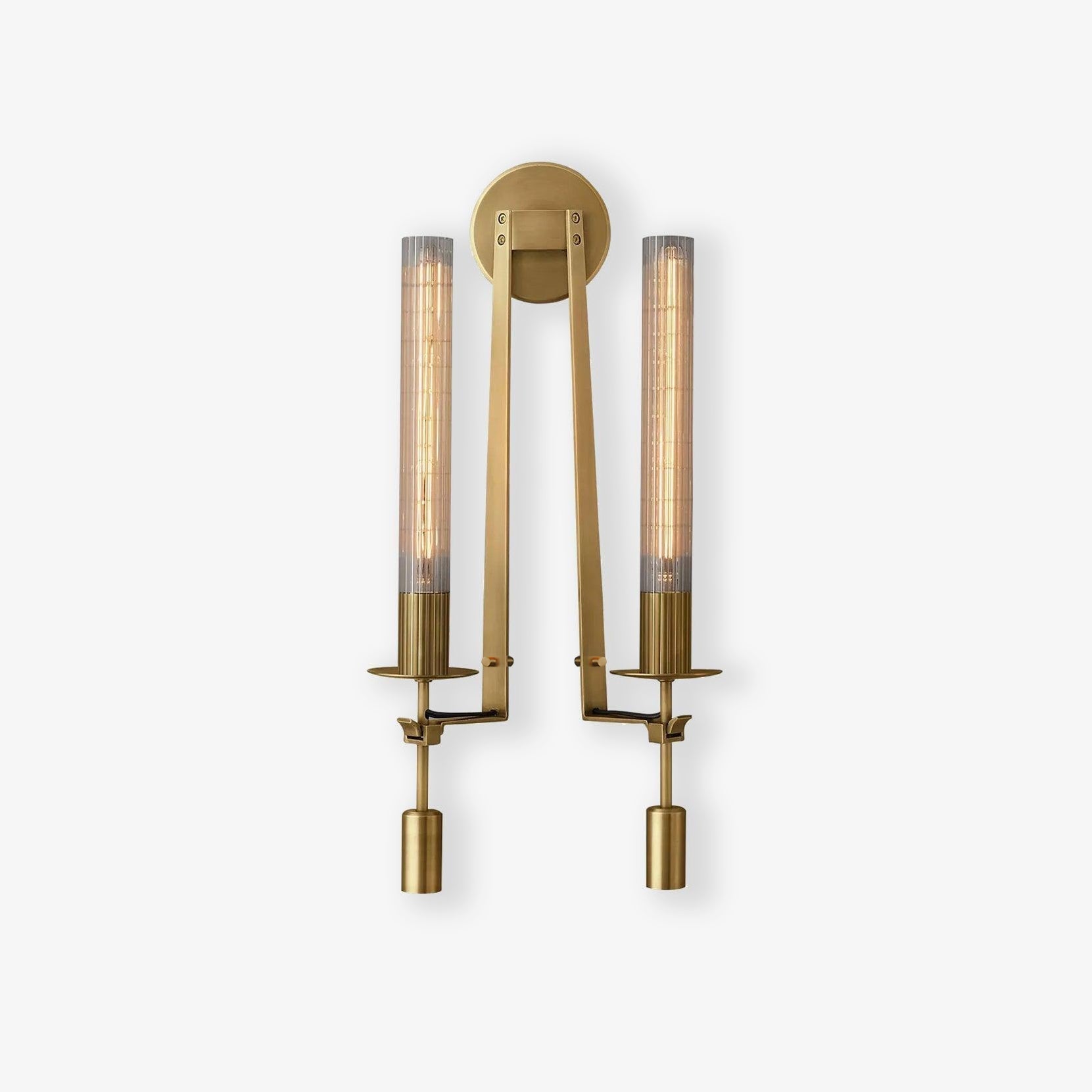 Veloora Wall Lamp Brass Minimalist Ribbed Glass
