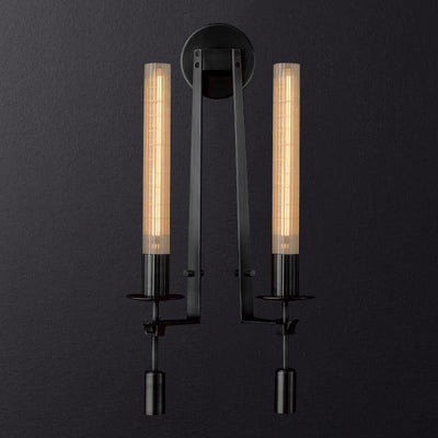 Veloora Wall Lamp Brass Minimalist Ribbed Glass