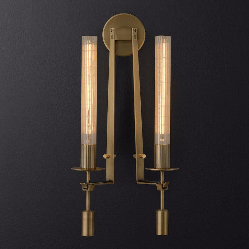 Veloora Wall Lamp Brass Minimalist Ribbed Glass