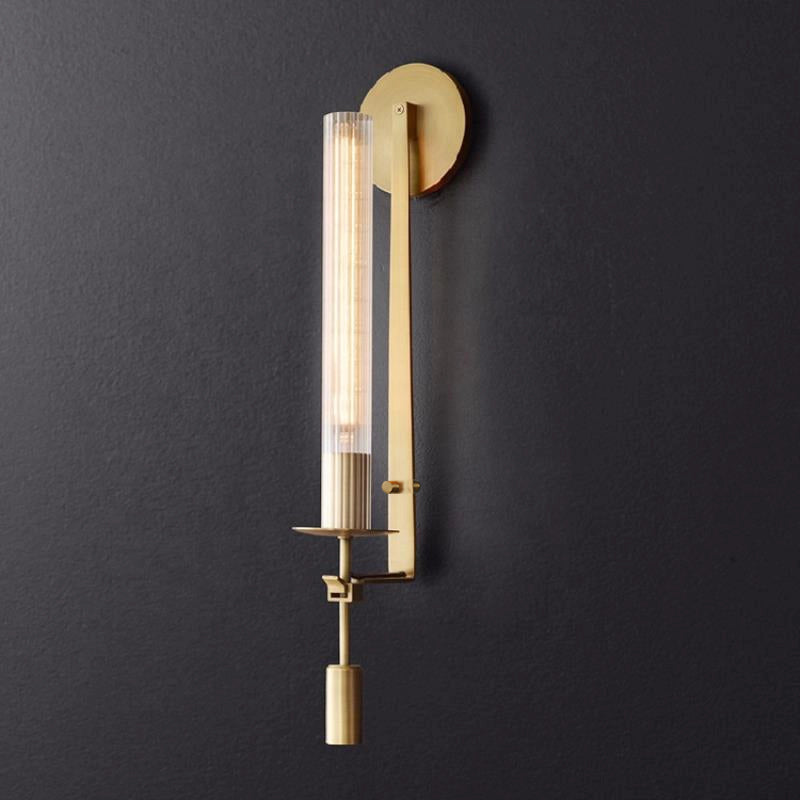 Veloora Wall Lamp Brass Minimalist Ribbed Glass