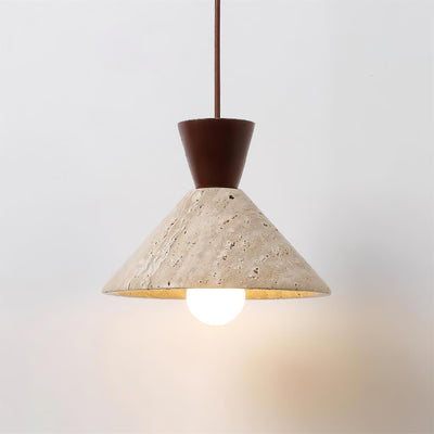 Ritta Travertine Pendant Lamp Hat Shape - Neutral Decor