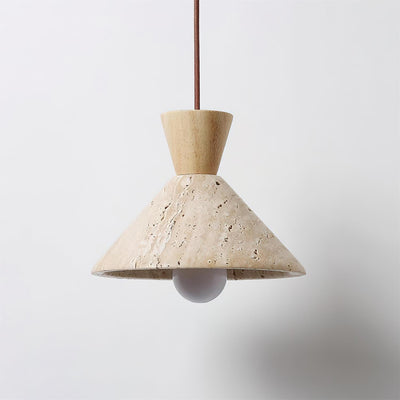 Ritta Travertine Pendant Lamp Hat Shape - Neutral Decor