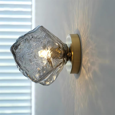 Gavli Textured Amber Glass Wall Lamp - Neutral Decor