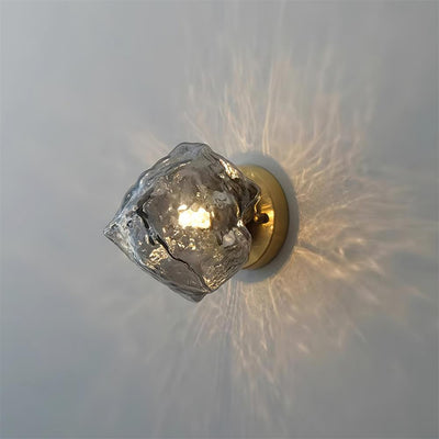 Gavli Textured Amber Glass Wall Lamp - Neutral Decor