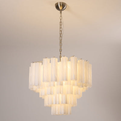 Velinaine Chandelier Frosted Murano Glass Tiered Cascade