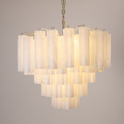 Velinaine Chandelier Frosted Murano Glass Tiered Cascade