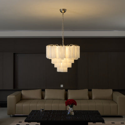 Velinaine Chandelier Frosted Murano Glass Tiered Cascade