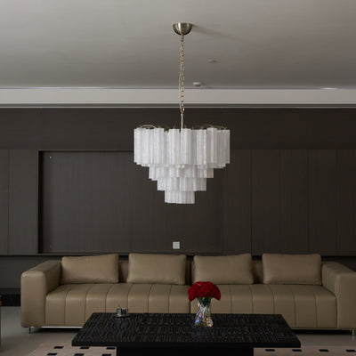 Velinaine Chandelier Frosted Murano Glass Tiered Cascade