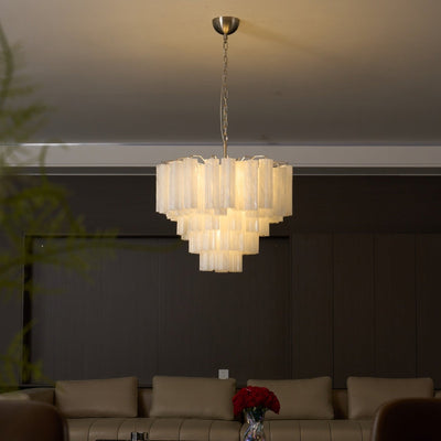 Velinaine Chandelier Frosted Murano Glass Tiered Cascade