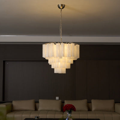 Velinaine Chandelier Frosted Murano Glass Tiered Cascade
