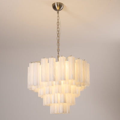 Velinaine Chandelier Frosted Murano Glass Tiered Cascade