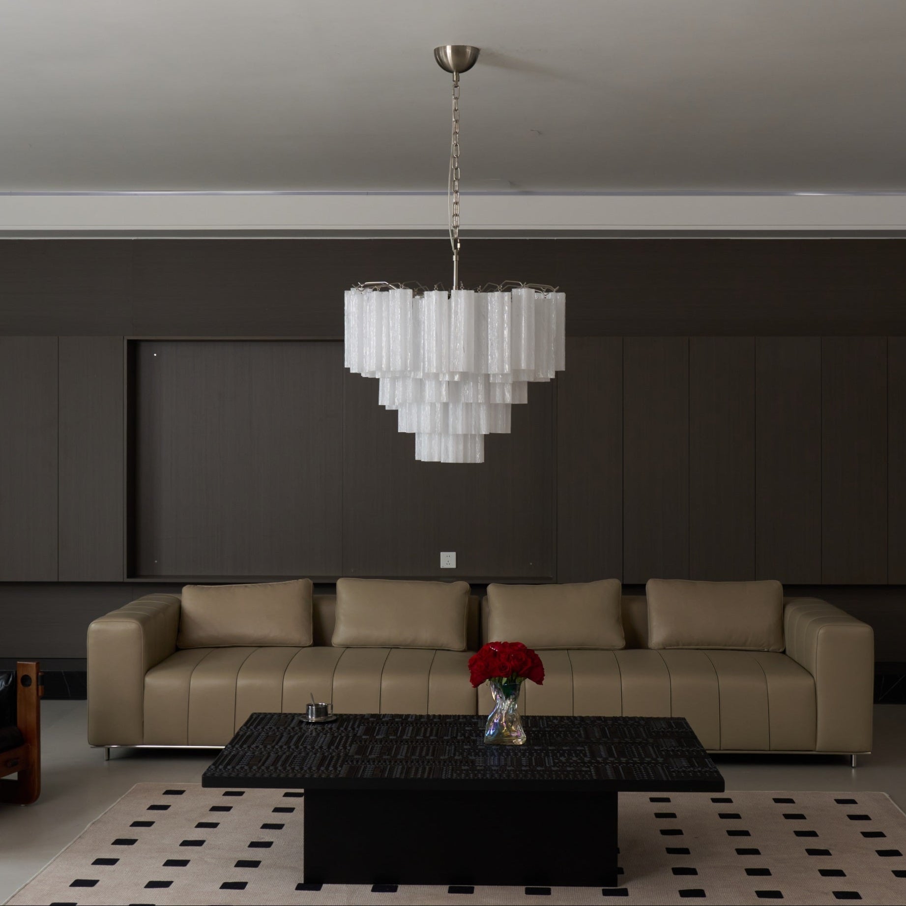 Velinaine Chandelier Frosted Murano Glass Tiered Cascade