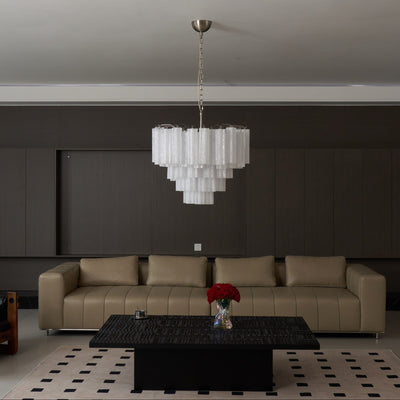 Velinaine Chandelier Frosted Murano Glass Tiered Cascade