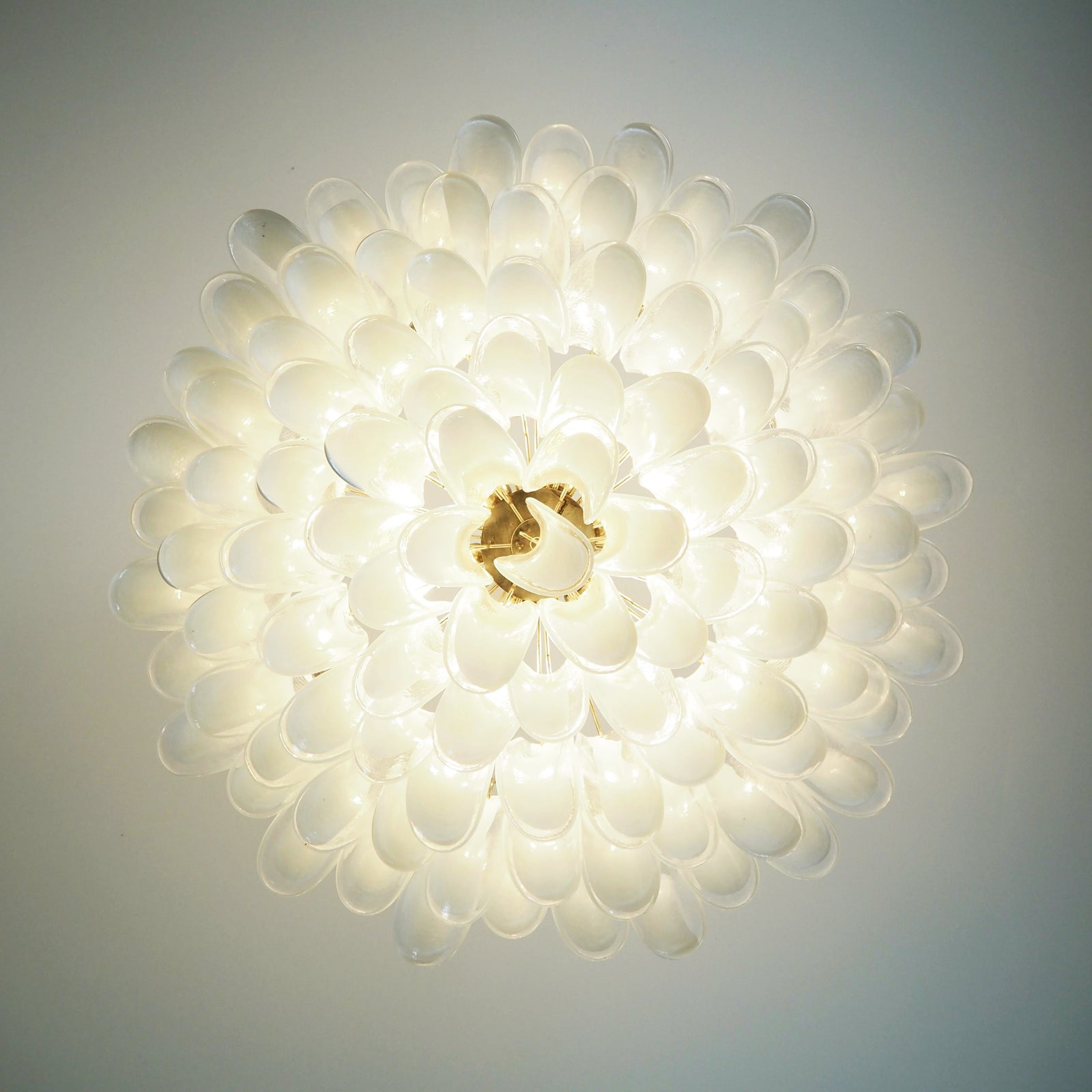 Thalion Chandelier White Murano Glass Petal Elegant